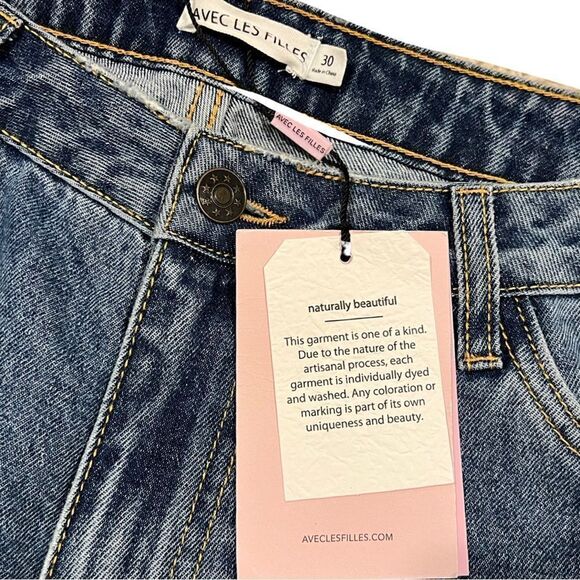 NWT Avec Les Filles High Rise Denim split side hem jeans Size 30 - Picture 9 of 10